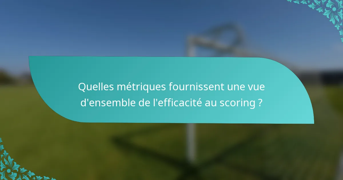 Quelles métriques fournissent une vue d'ensemble de l'efficacité au scoring ?